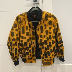 Yellow and Black Patterned Bomber Jacket